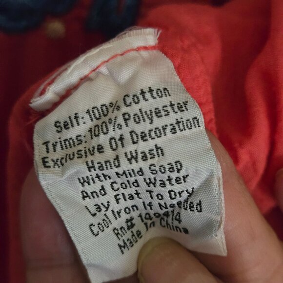 Johnny Was Deep Coral Embroidered V-neck 3/4 Sleeve Tunic Top Size S - Picture 9 of 9